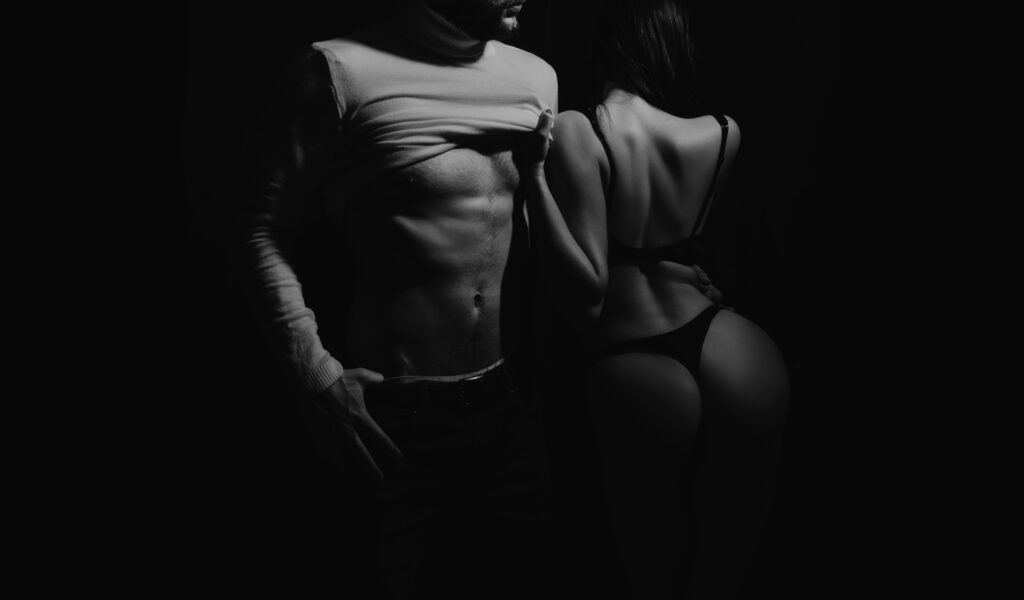 romantic couple attractive macho booty girl passionate lovers sexy girl muscular guy darkness rom2